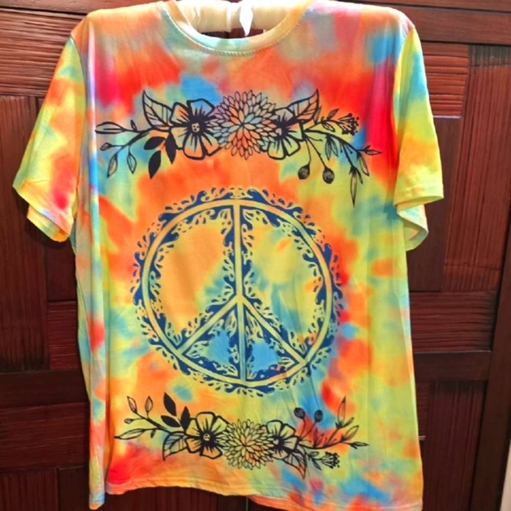 Colorful Tie-Dye Peace Sign T-Shirt